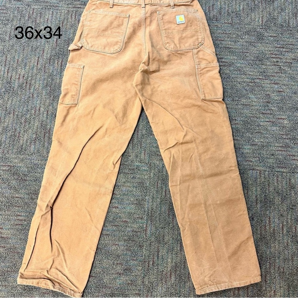 Carhartt Men's Brown Cargo Pants, Double Knee, 36x34 Loose Fit